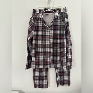 PJ’s & Presents Women Medium Christmas Plaid Long Sleeve Button Down and Pants